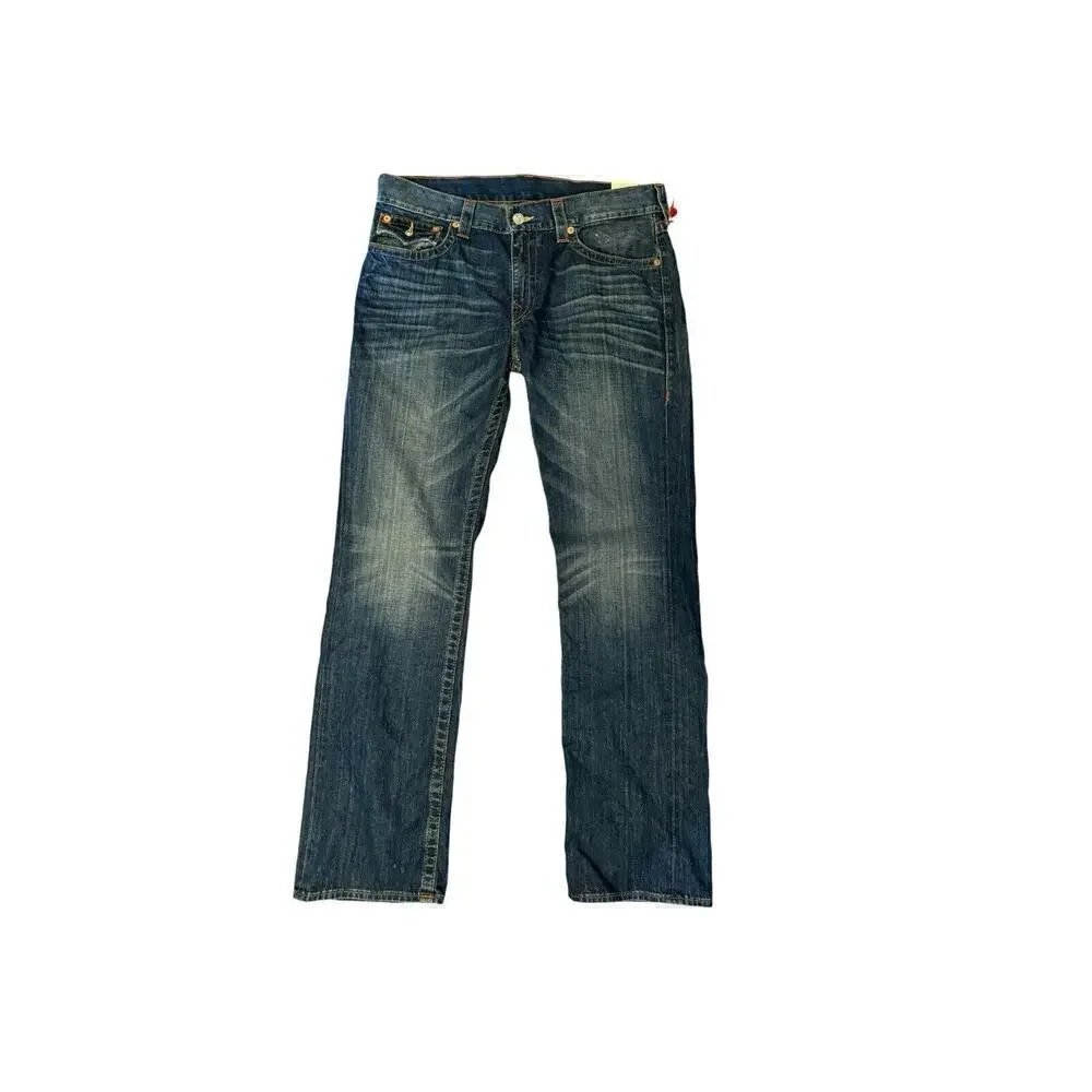 TRUE RELIGION NEW Ricky Relaxed Straights Men’s Jeans Size 36 X 35 Medium Wash